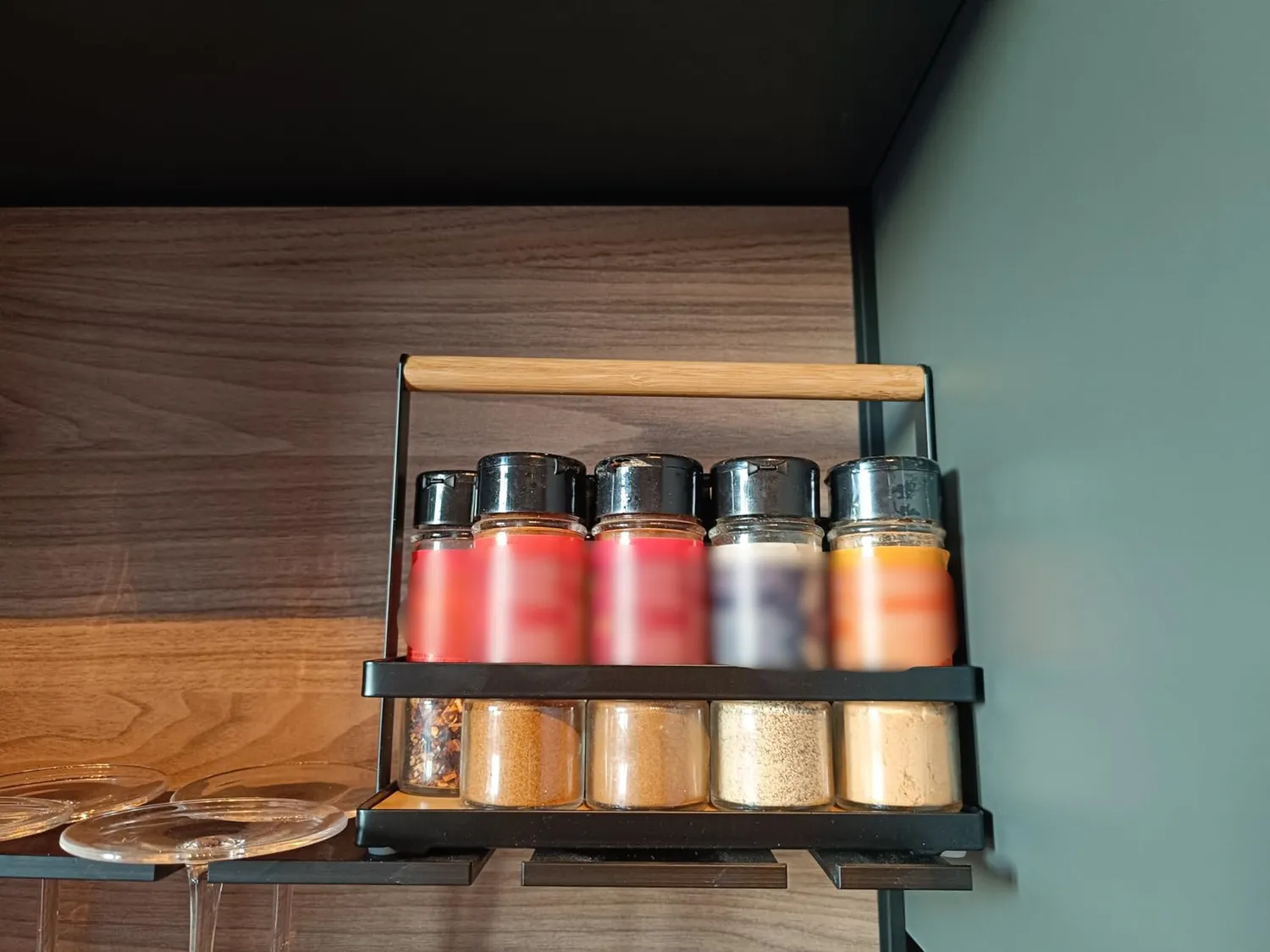 Amig portaspezie scaffale cucina acciaio nero e bambù