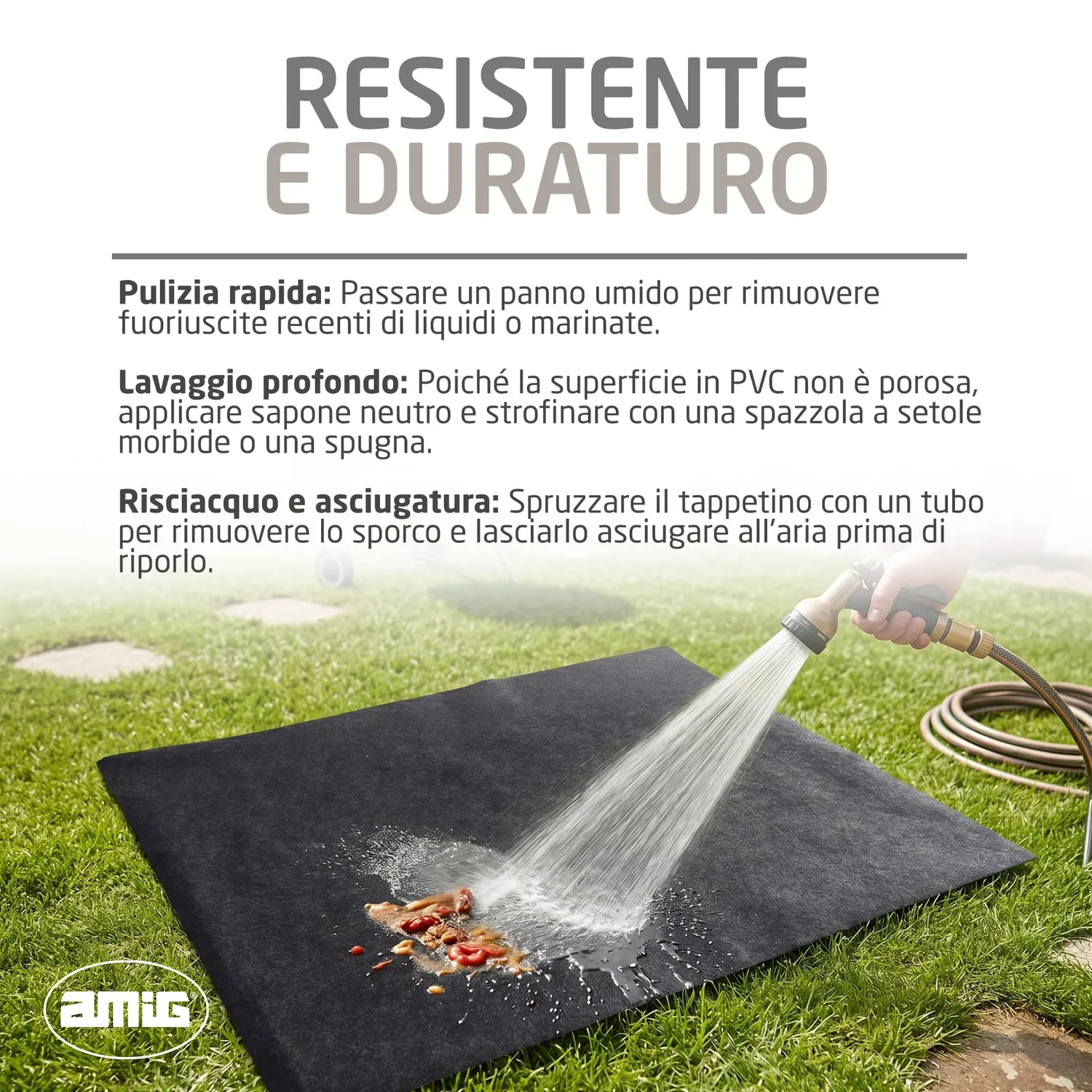Amig tappetino barbecue 100x120 cm nero impermeabile