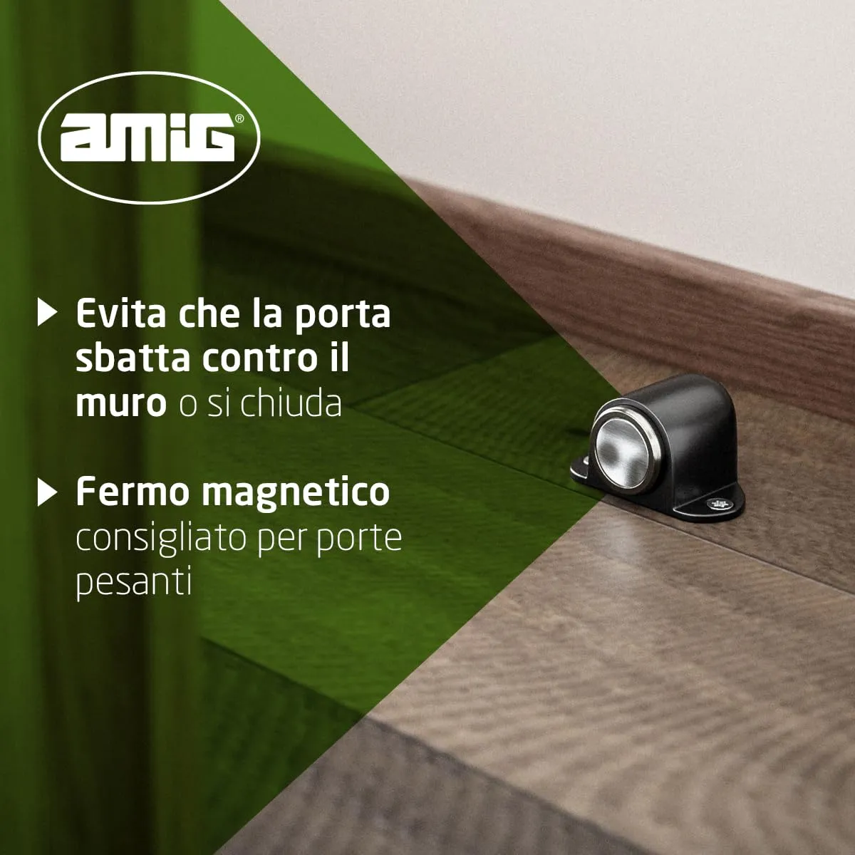 Amig Fermaporta Magnetico Pavimento Zamak Nero 44x40 mm