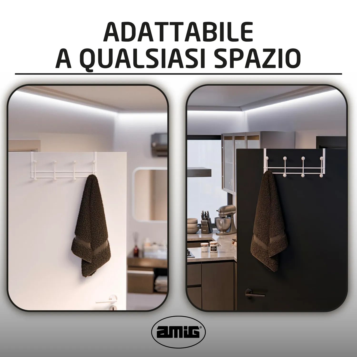 Amig CP46 appendino porta bianco acciaio 2 pezzi