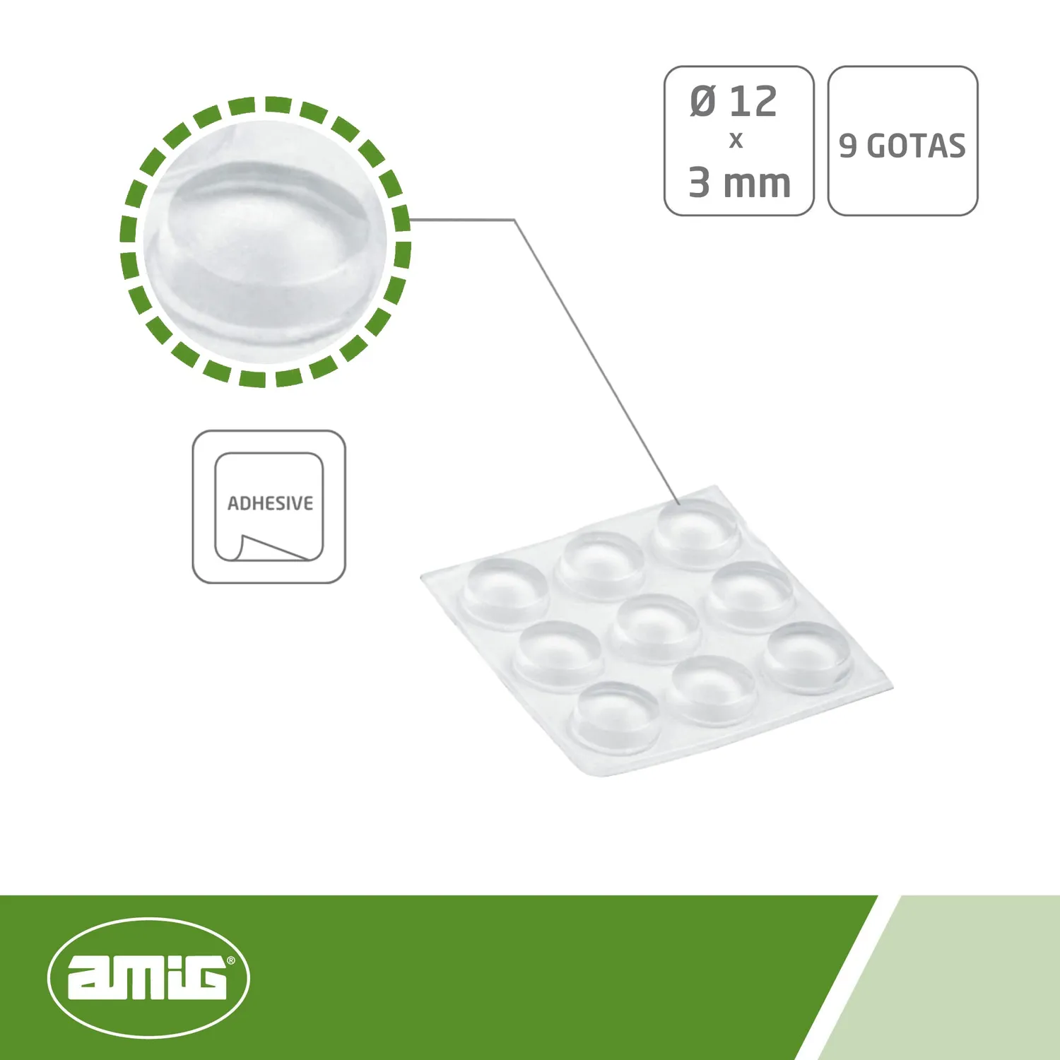 Amig 611 Gommini Paracolpi Adesivi Ø 12x3 mm 24 Pezzi