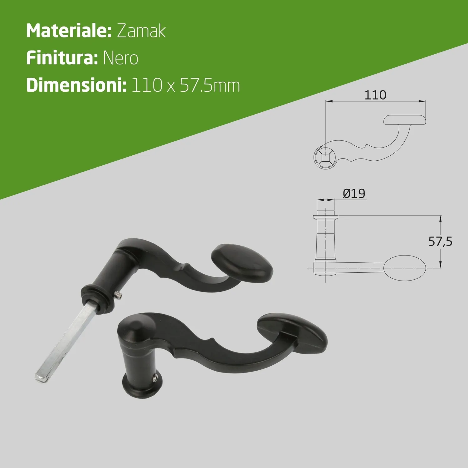 Amig 101SP maniglie cancello nero forgiato set 2 pezzi