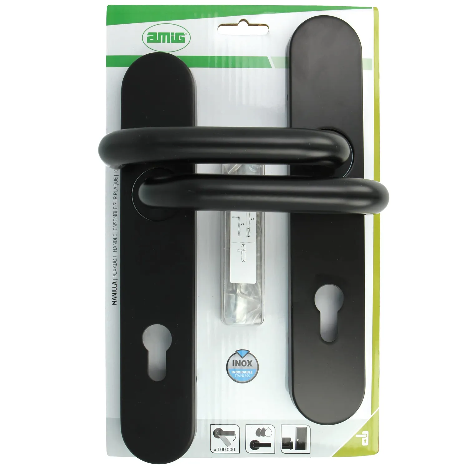 Amig Set Maniglia Placca 245x45 con Bocallave Nera