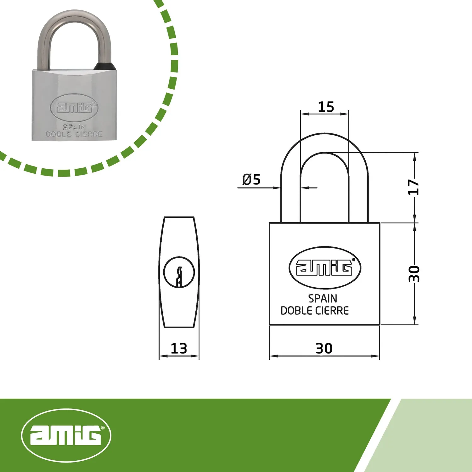 Amig 60 Lucchetto Marino 30 mm Ottone Cromato