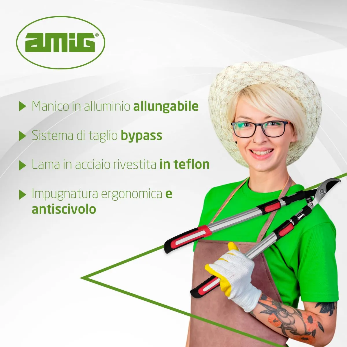 Amig Forbice Potatura Telescopica 62-97 cm 38 mm Bypass