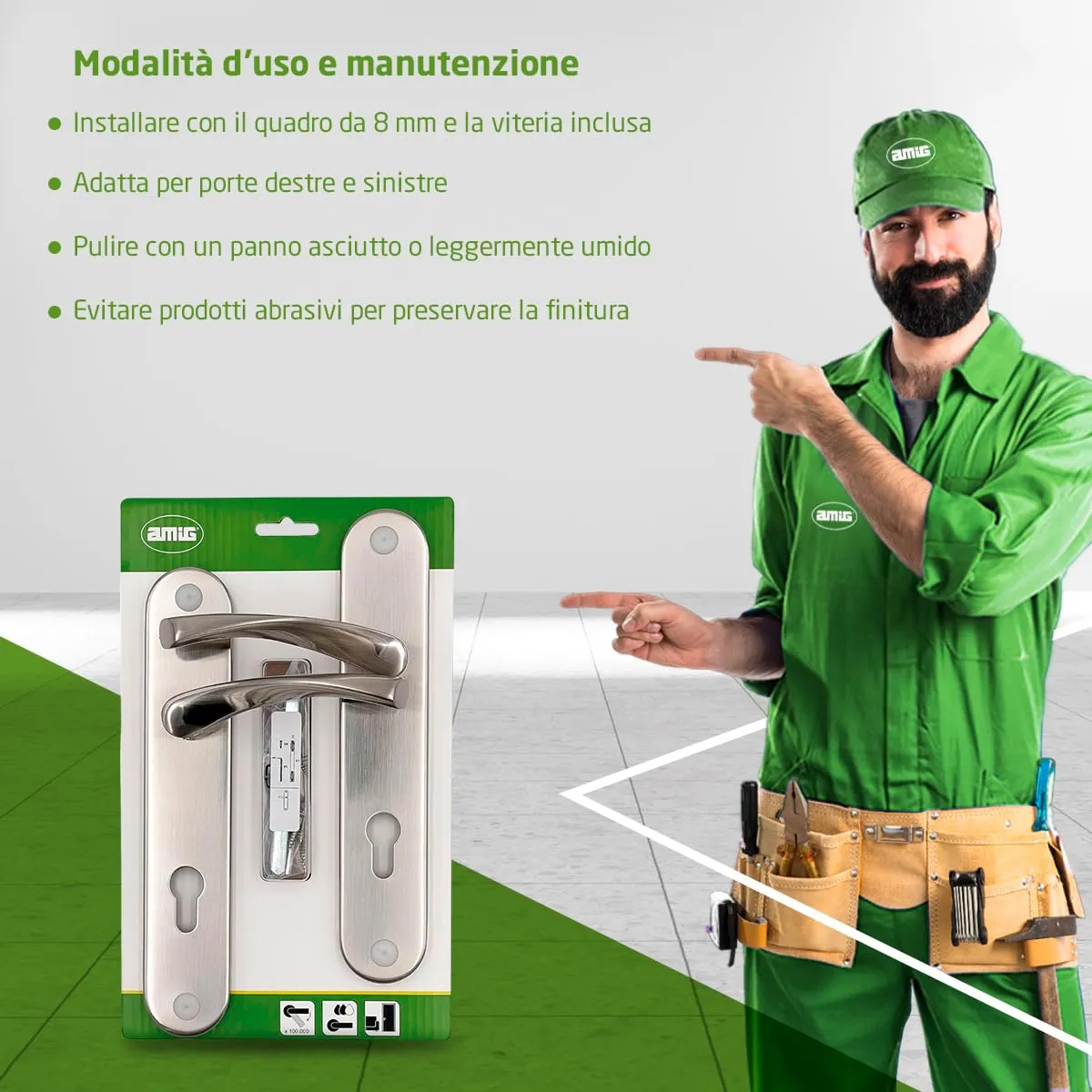 Amig maniglia placca alluminio 240x45 mm nichel 85 mm