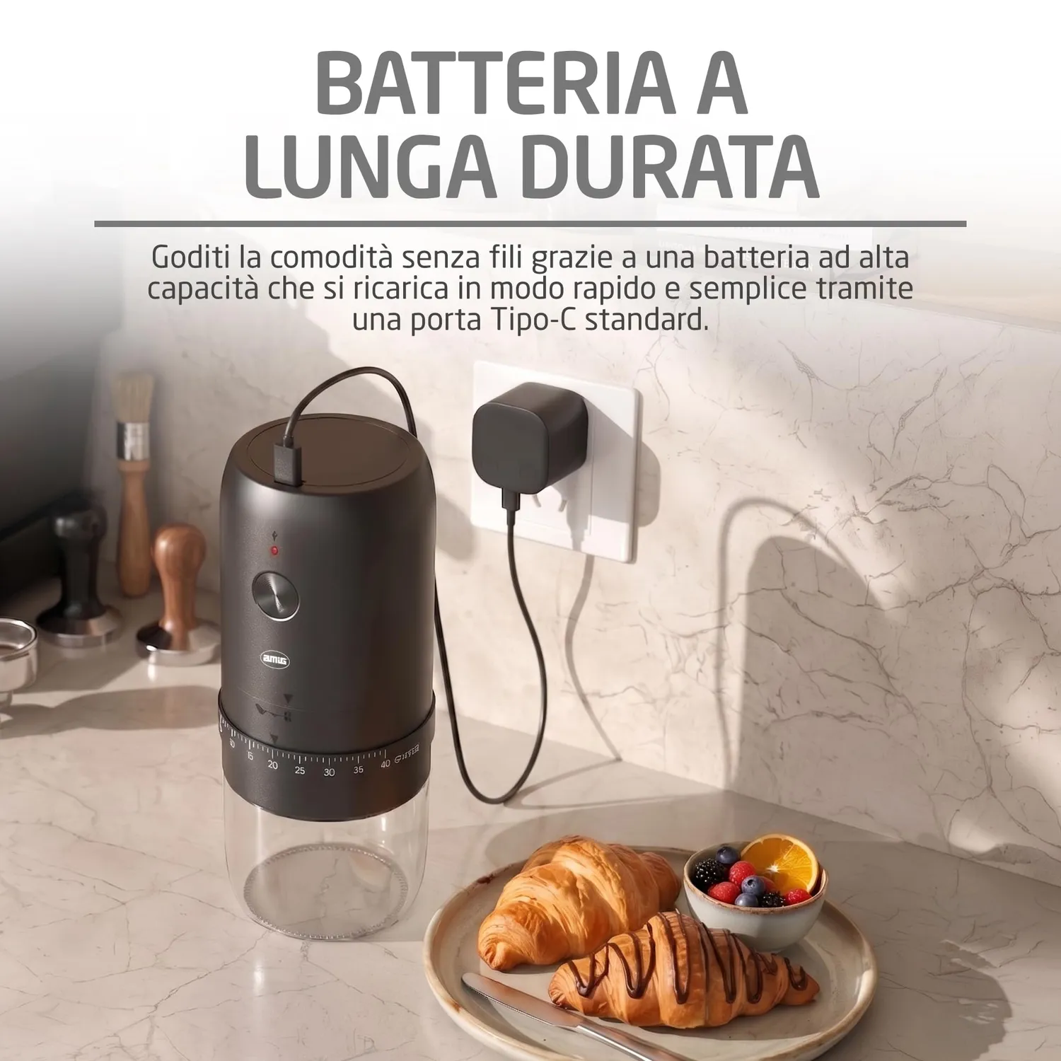 Amig macinacaffè elettrico USB-C portatile 40 livelli