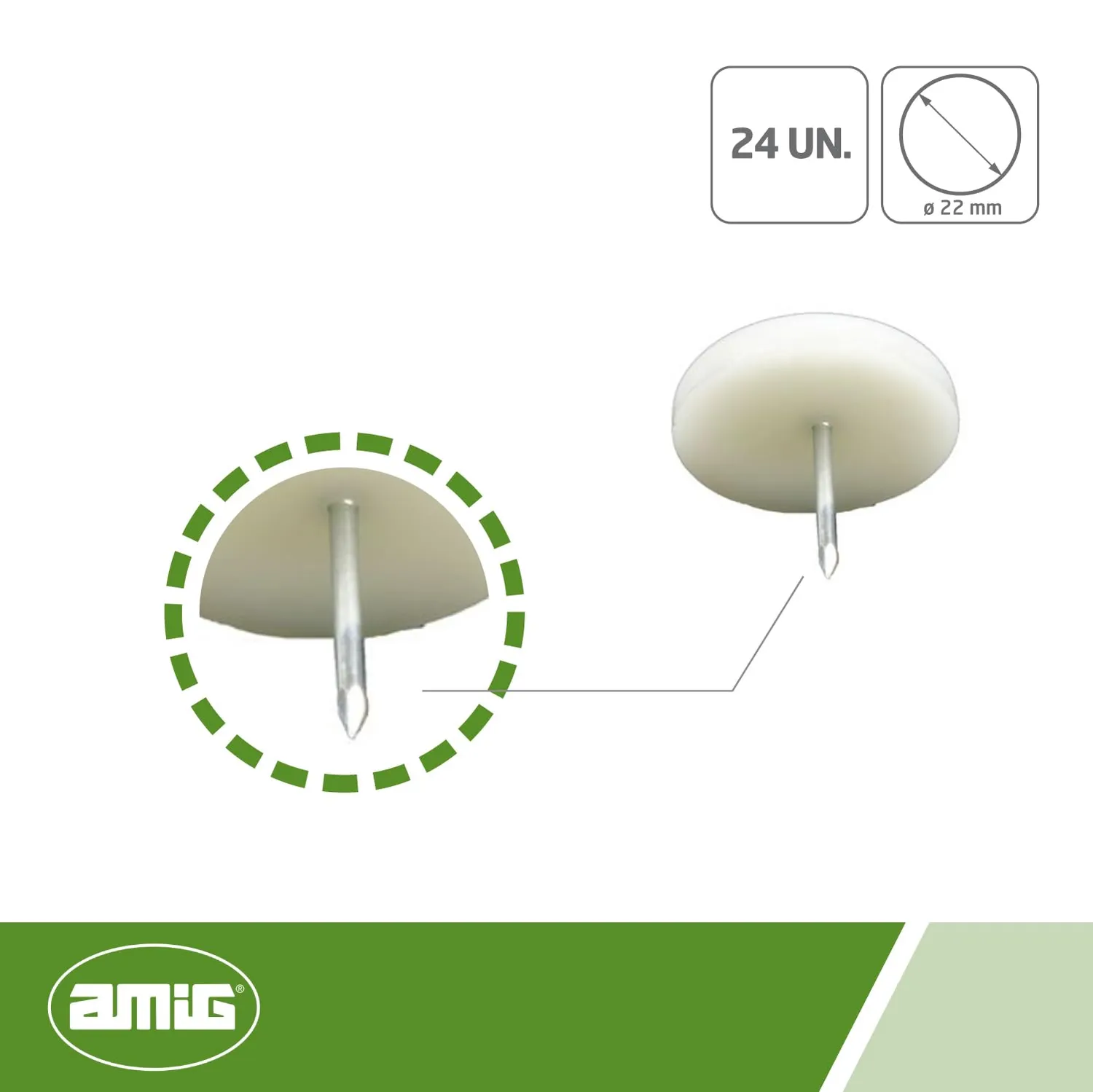 Amig 75 protezione legno Ø22 mm chiodo plastica marrone