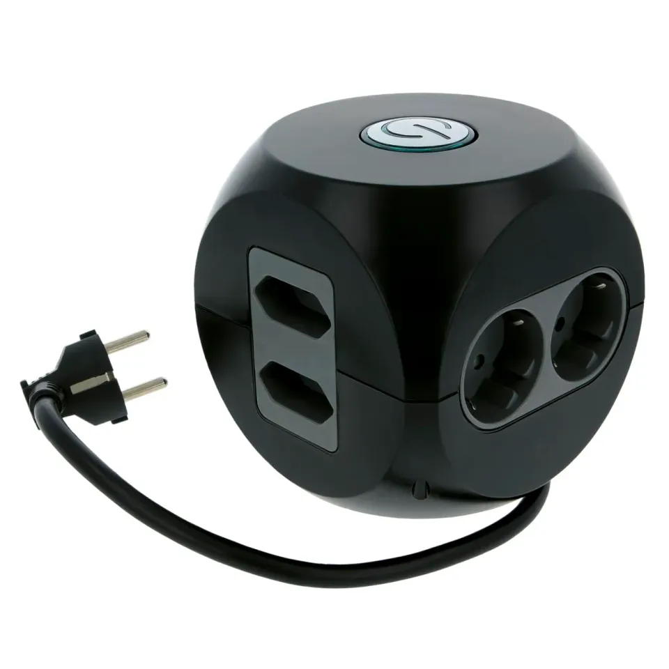 Amig 5540 multipresa cubo 6 prese+2 USB nera