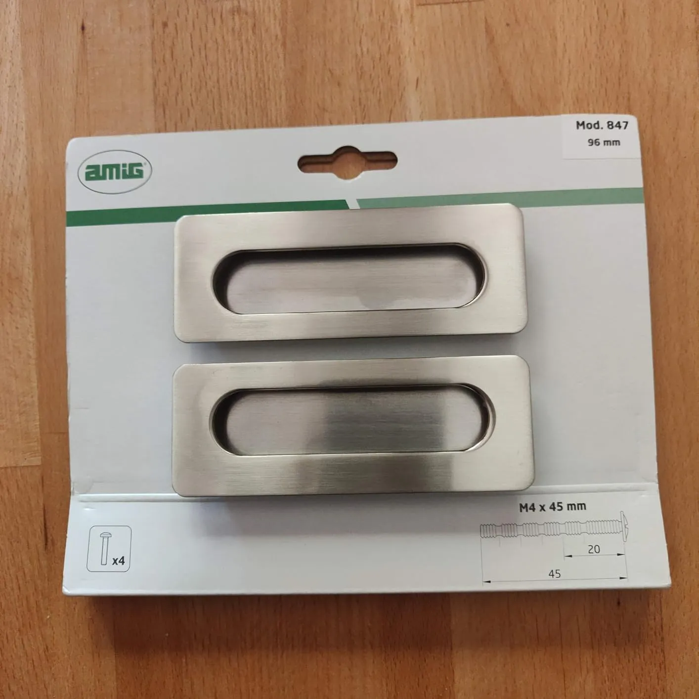 Amig 847 maniglia mobili 96 mm nichel spazzolato 2 pezzi