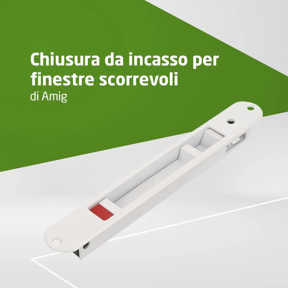Amig serratura incasso 174 x 29 mm bianca alluminio