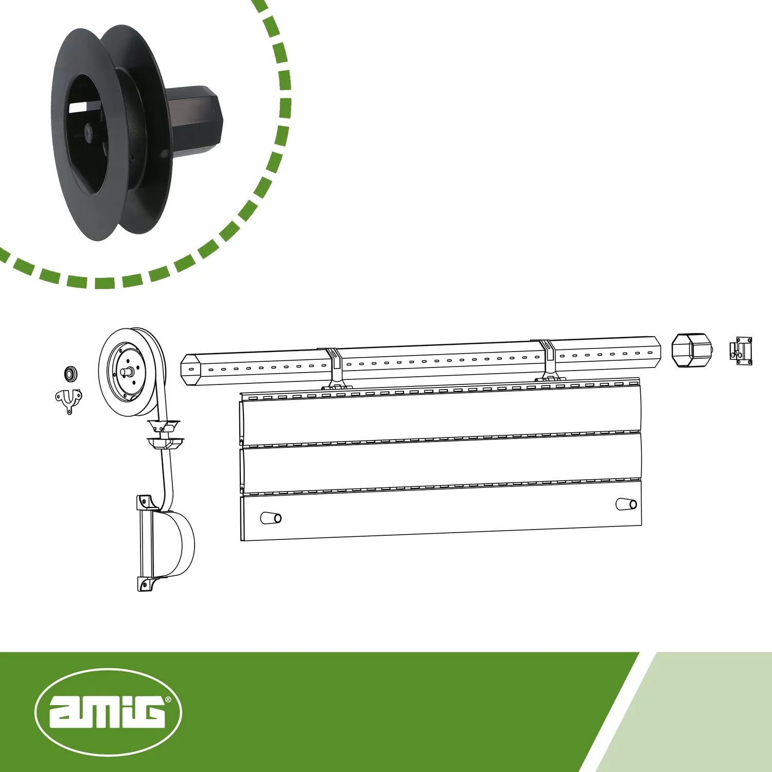 Amig Puleggia Disco Nylon Ø140 mm Tapparella Nera Nastro 18 mm
