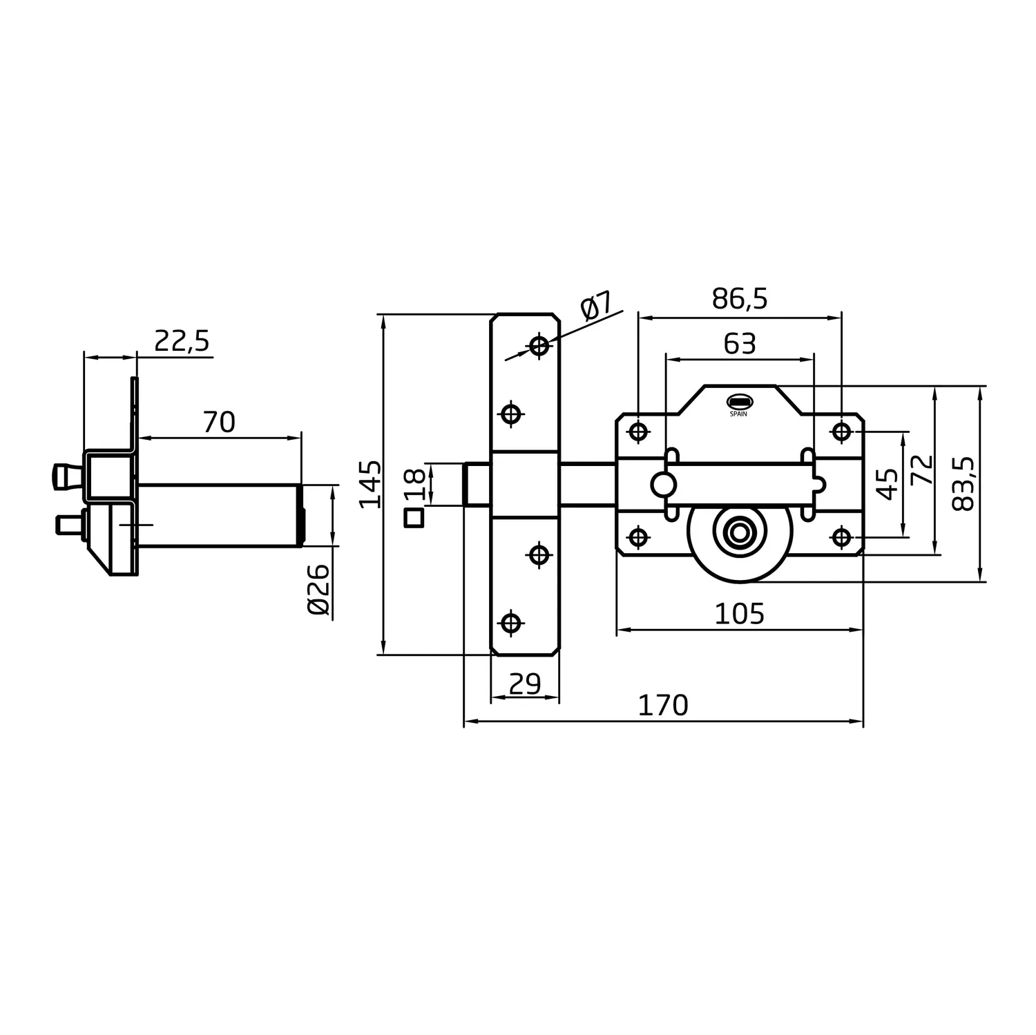 Amig 2 LR Serratura Sicurezza Cromata 350 mm Acciaio