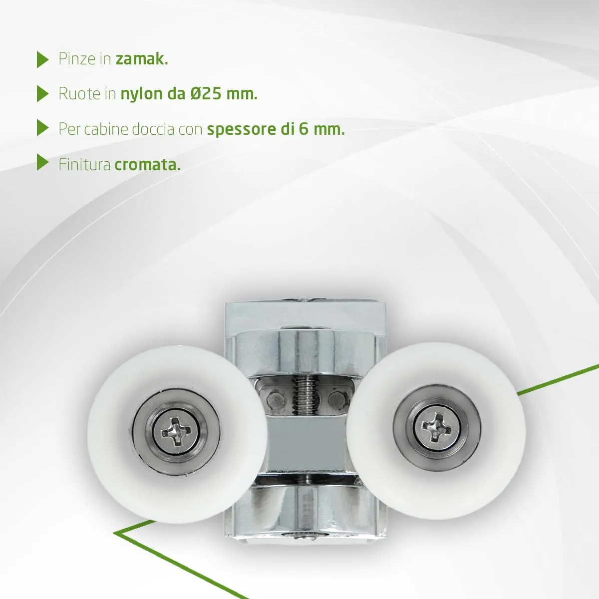 Amig Gioco Rotella Cabina Doccia Ø25 mm Singola Vetro 6 mm