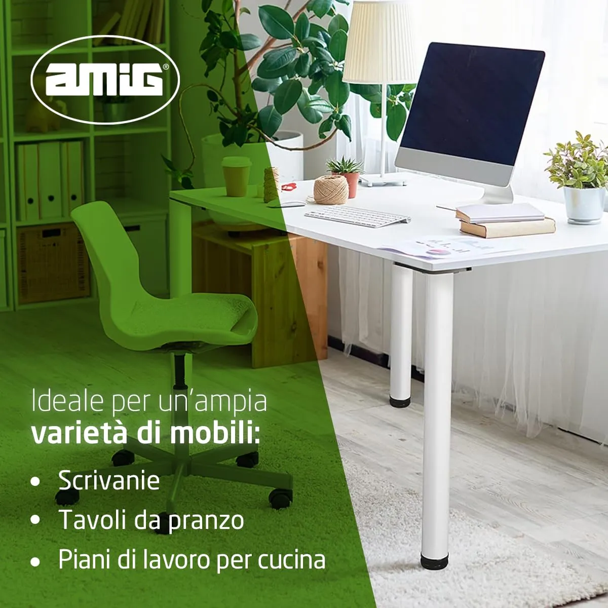 Amig Gamba Tavolo Acciaio Bianca 60x870 mm