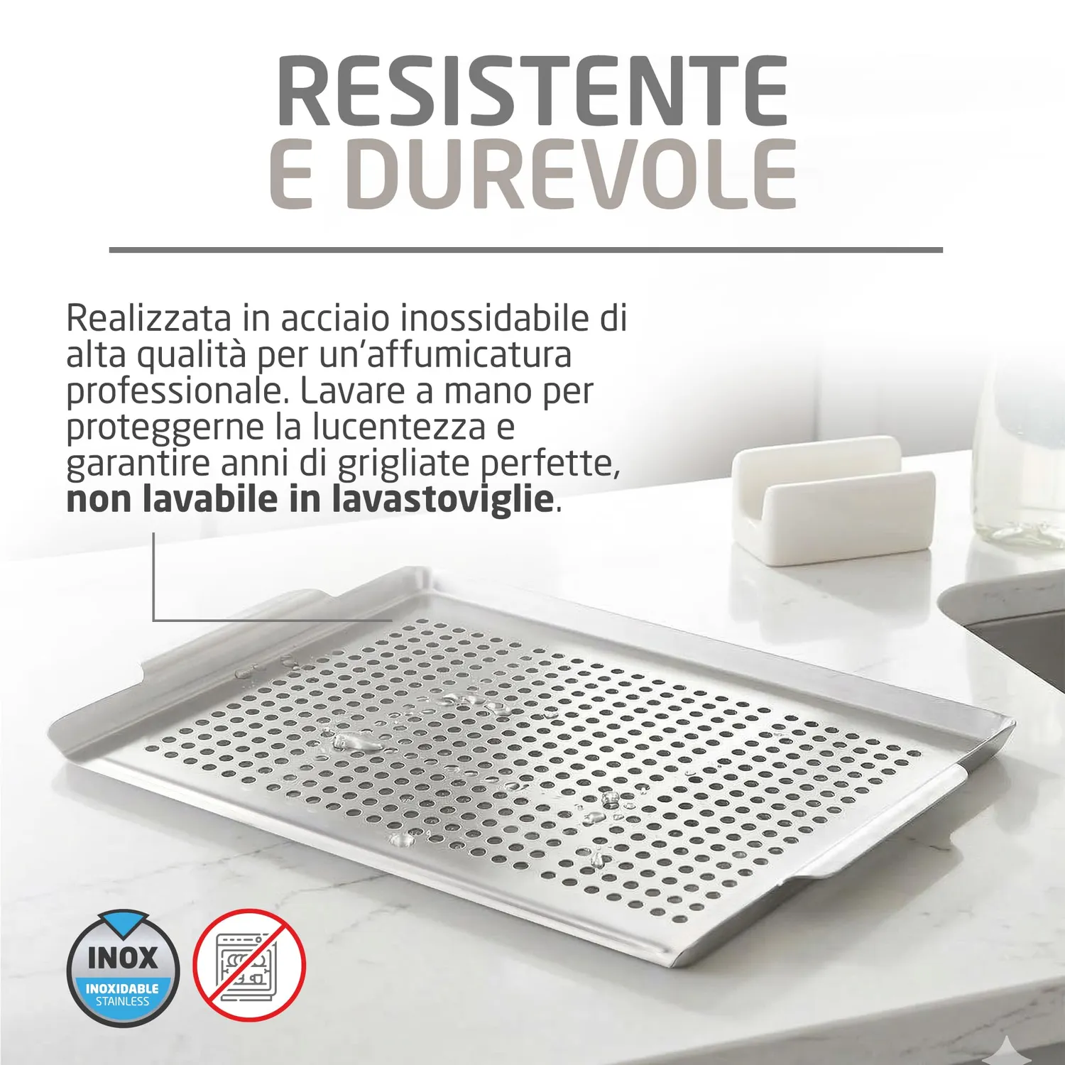 Amig AM08 piastra griglia pesce acciaio inox 40x30