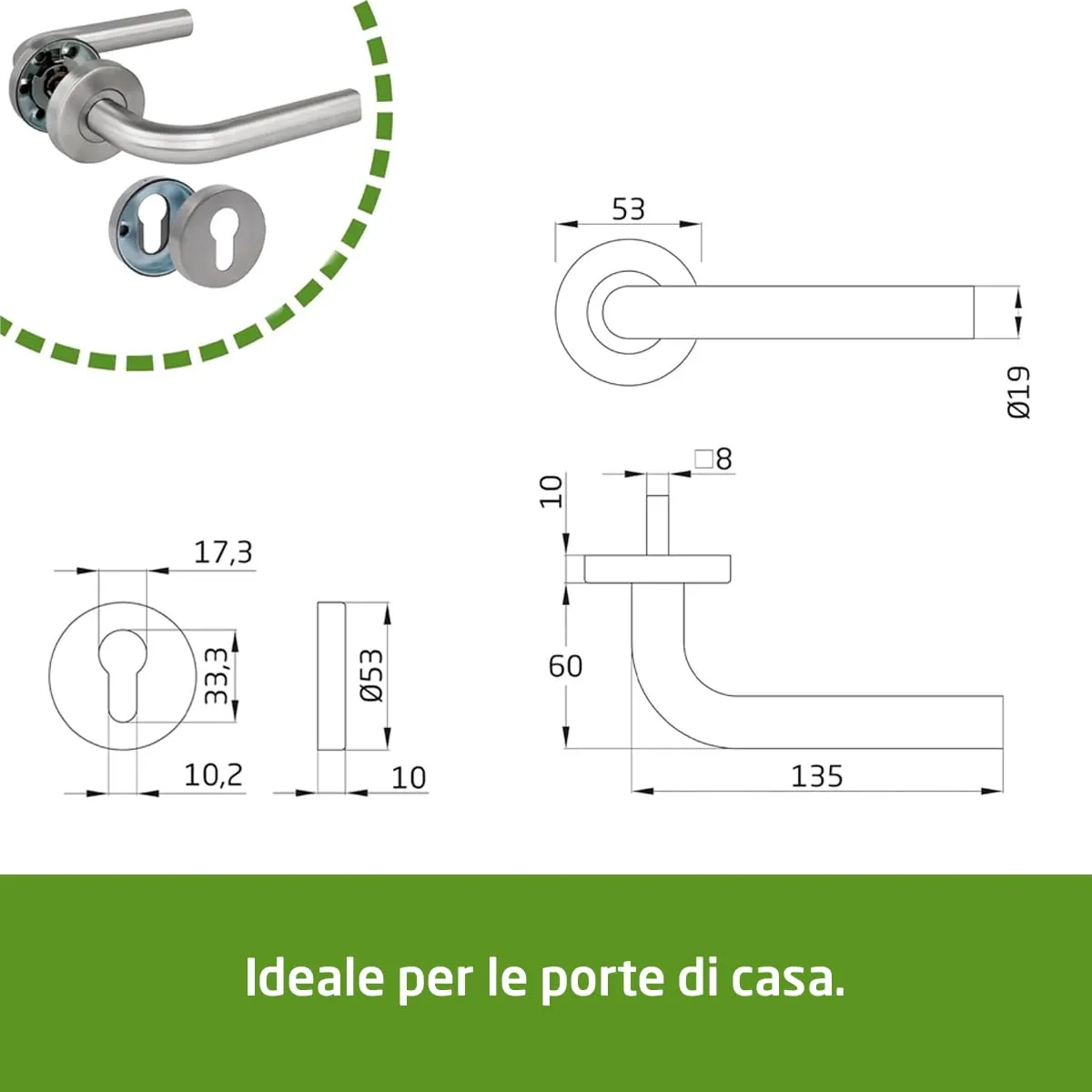 Amig 4RBX Maniglie Porte Europrofilo Inox 135 mm