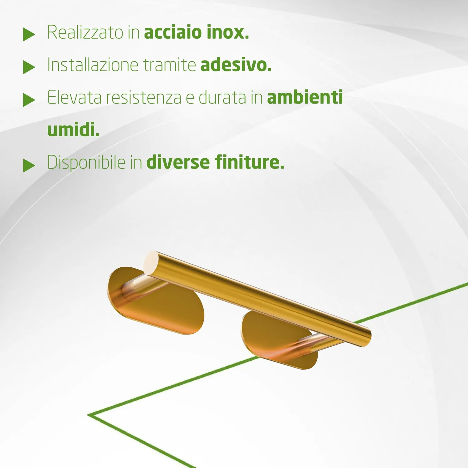 Amig Ea-1 Portasciugamani Adesivo 23 cm Acciaio Oro Opaco