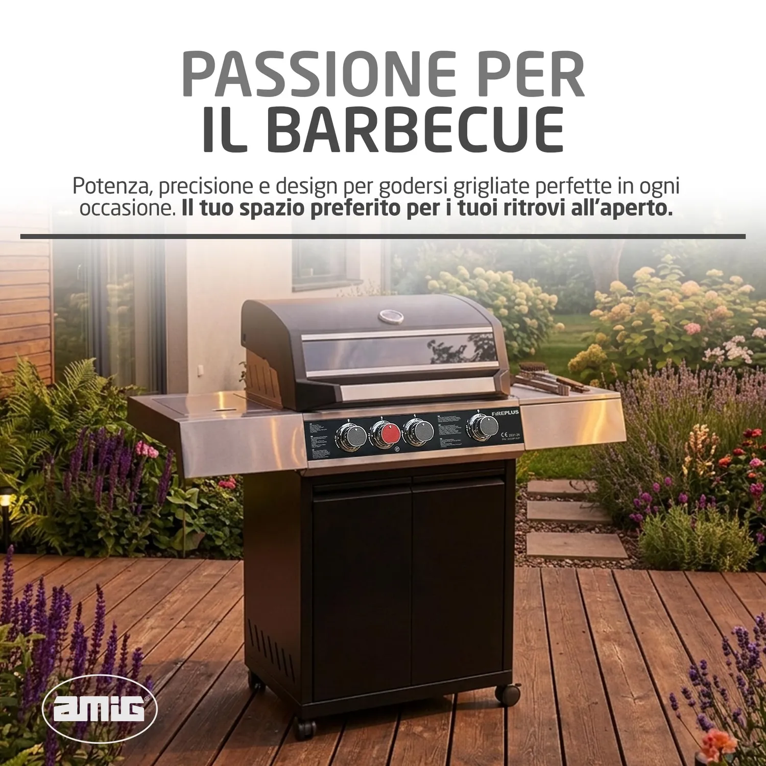 Amig Fireplus GRILL-2 4F barbecue gas XL nero