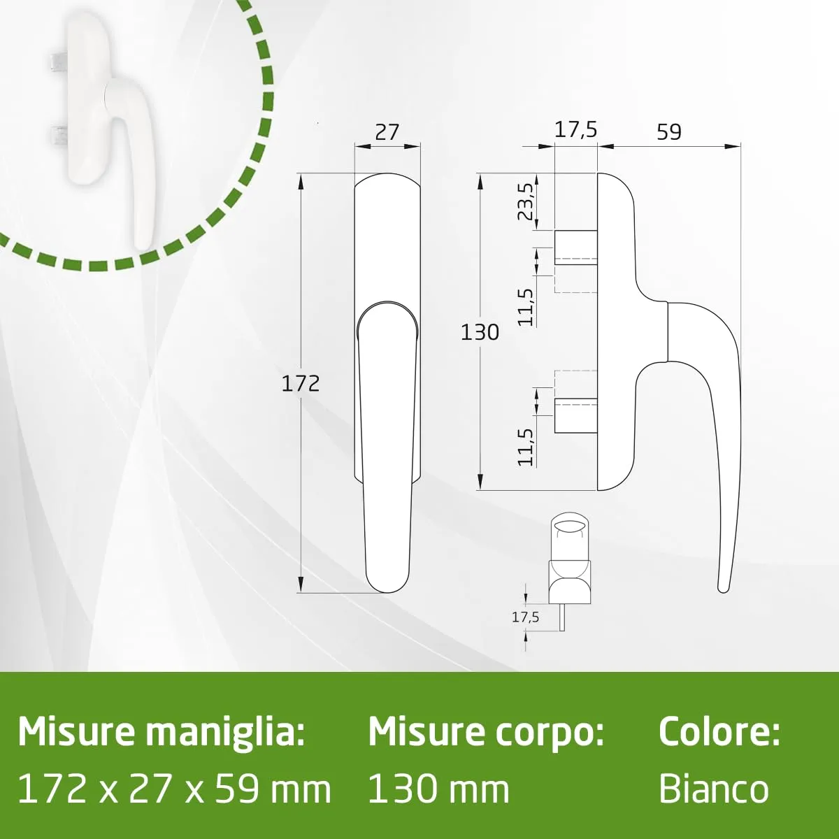 Amig maniglia finestra battente bianca 180 mm