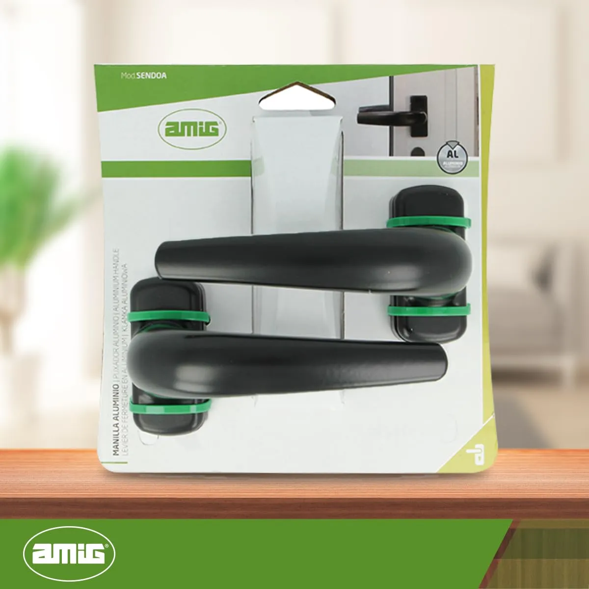 Amig Sendoa maniglia porta nera 125x66 mm alluminio