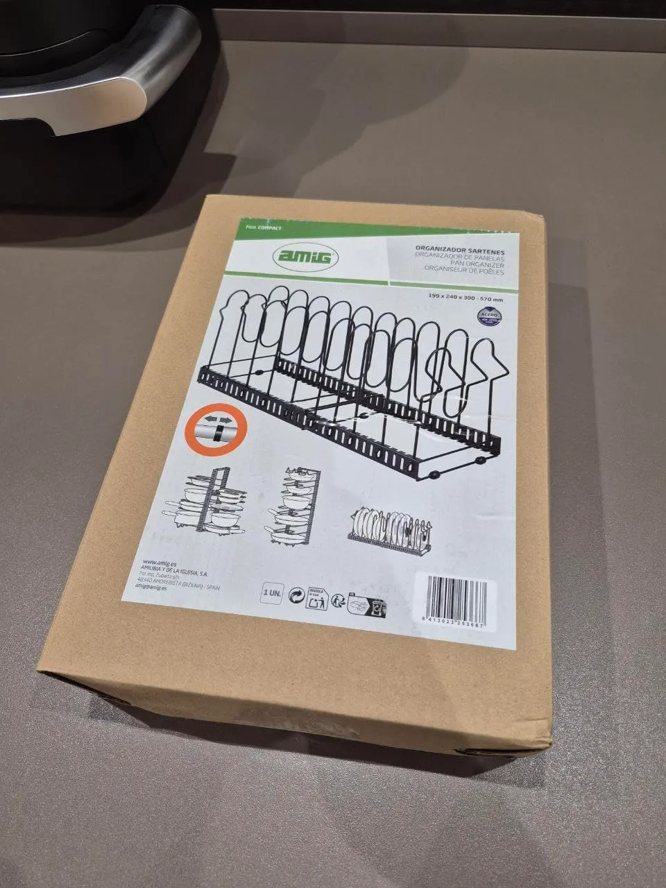 Amig organizer padelle estensibile nero 6-10 posti