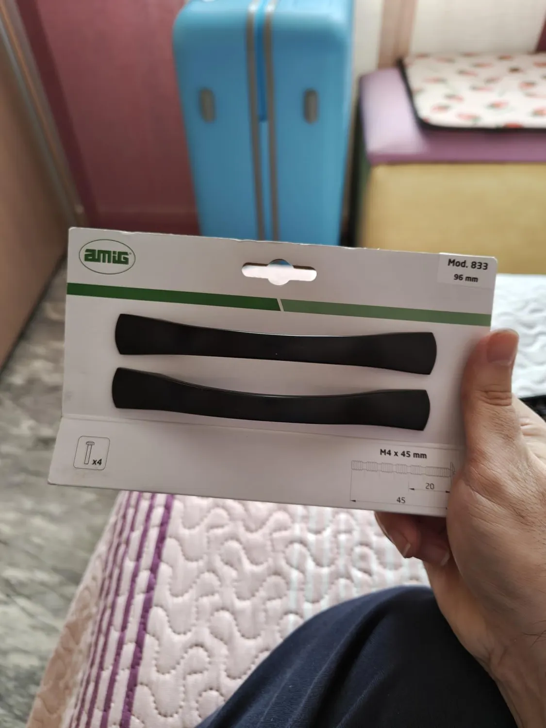 Amig 833 maniglie mobili 96 mm nero opaco zamak 2 pezzi