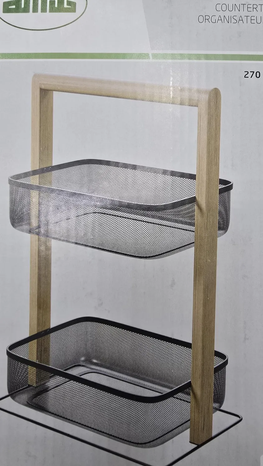 Amig scaffale 2 cesti 27x18x44 cm nero bambù