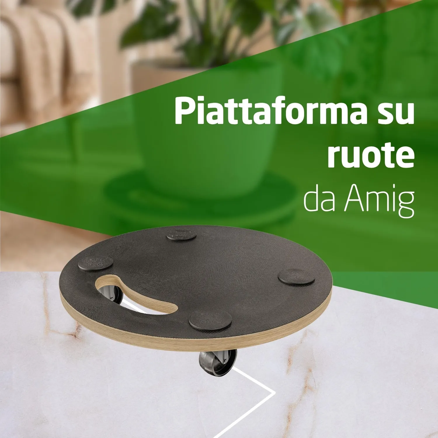 Amig piattaforma carico rotante Ø30 cm nera 100 kg compensato
