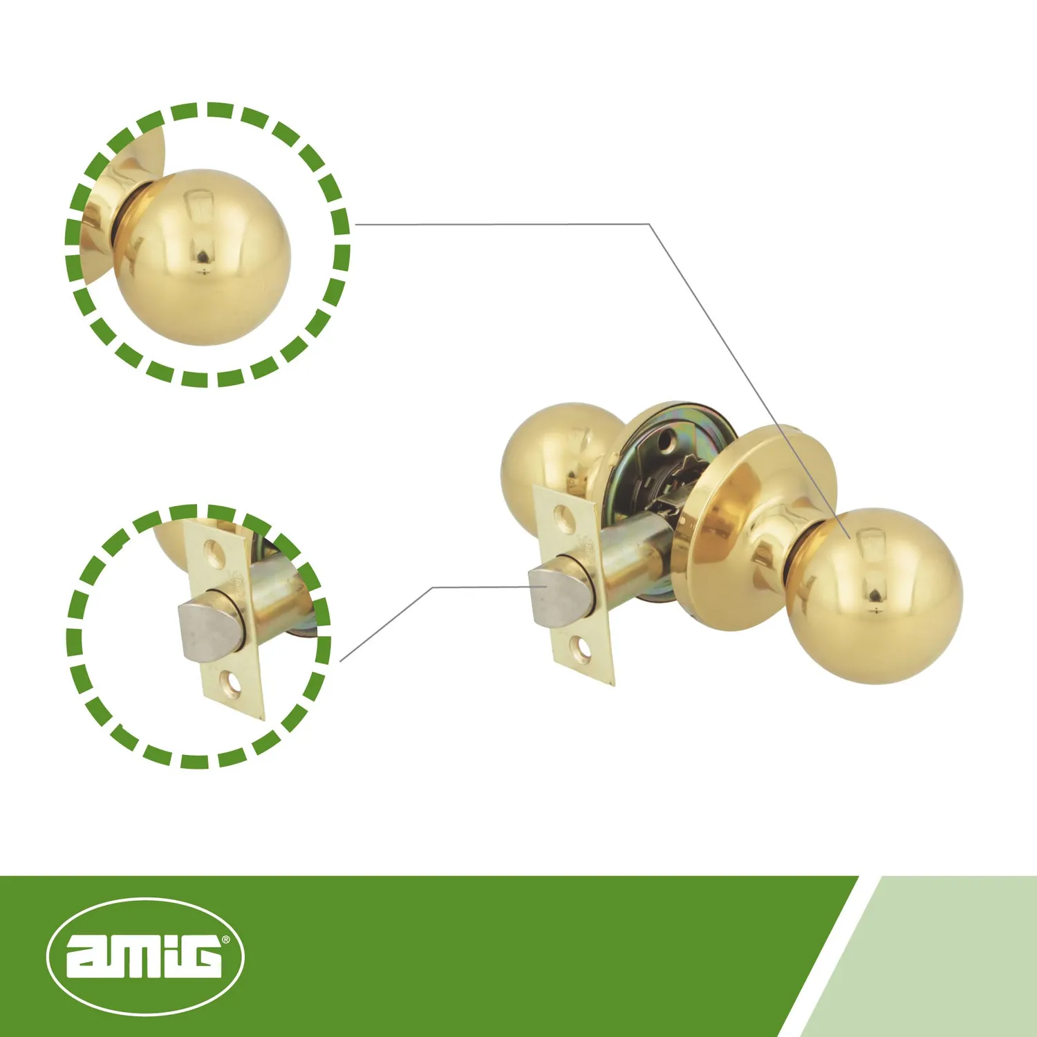 Amig pomolo sfera con chiave ottone dorato lucido 60/70 mm