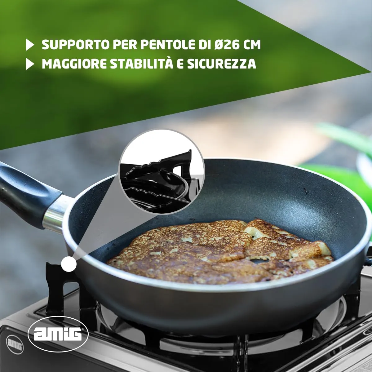 Amig CAMP01 Fornello Campeggio Gas 2,2 kW con Valigetta