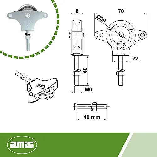 Amig 25 Carrucola Stendibiancheria Acciaio 39 mm