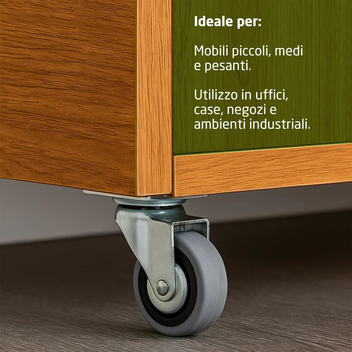 Amig Ruote Mobili Gomma Ø60mm Set 4pz 35kg Senza Freno