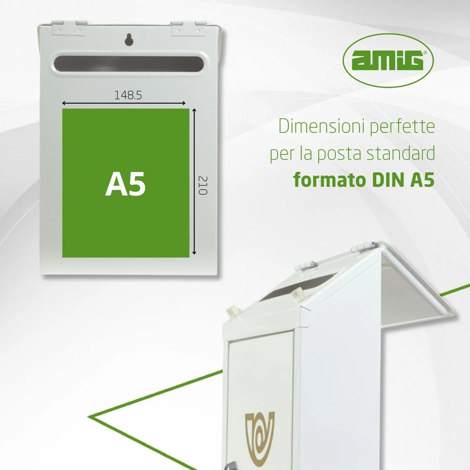 Amig Mod. 2 Cassetta Postale Bianca Mini in Acciaio