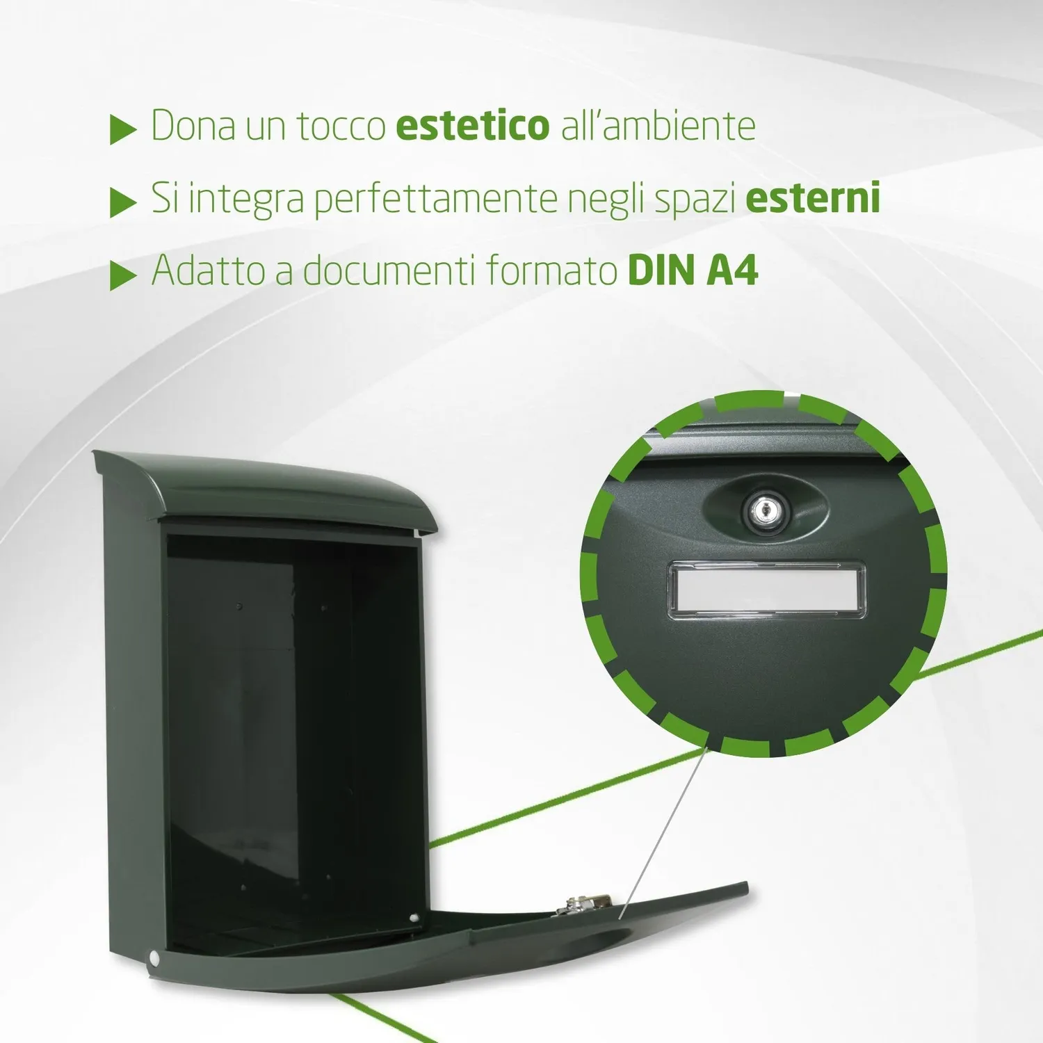 Amig Modello 7 cassetta postale verde plastica 34,5 cm