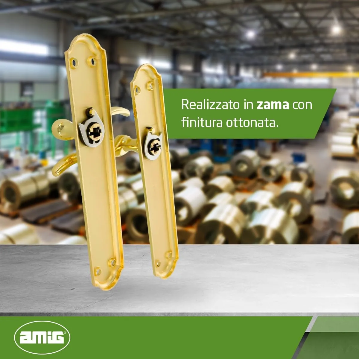 Amig Set Maniglia con Placca Oro 248 mm Porte Interne