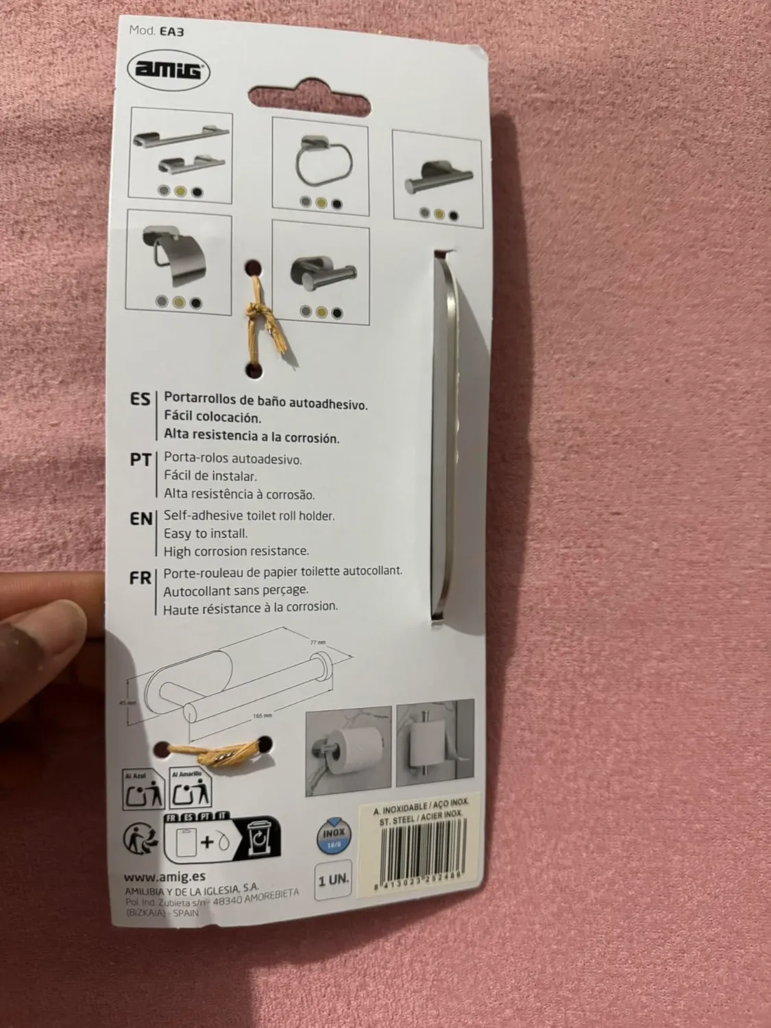 Amig Ea-3 Portarotolo Adesivo Oro Opaco Inox