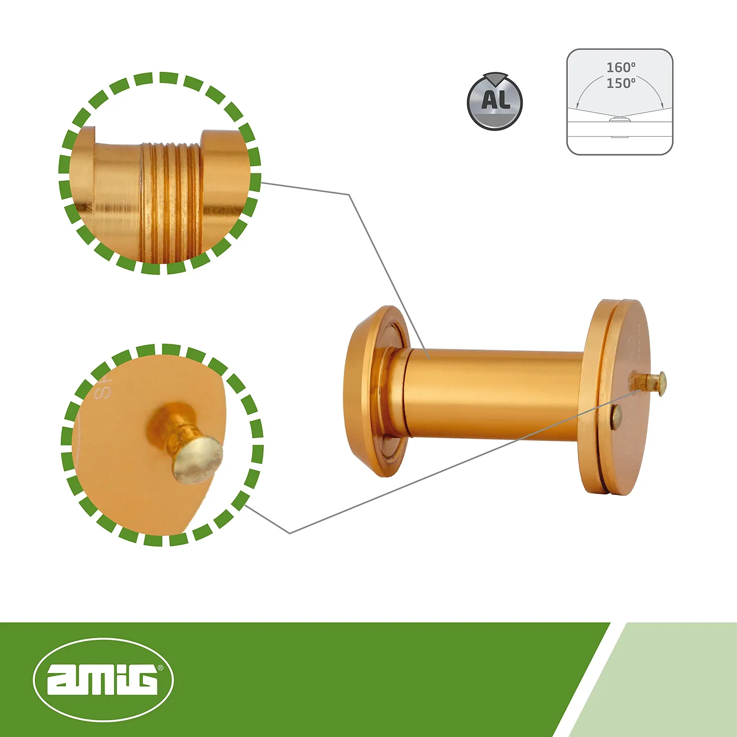 Amig Spioncino Porta Ottone Oro 35-60 mm Grandangolare