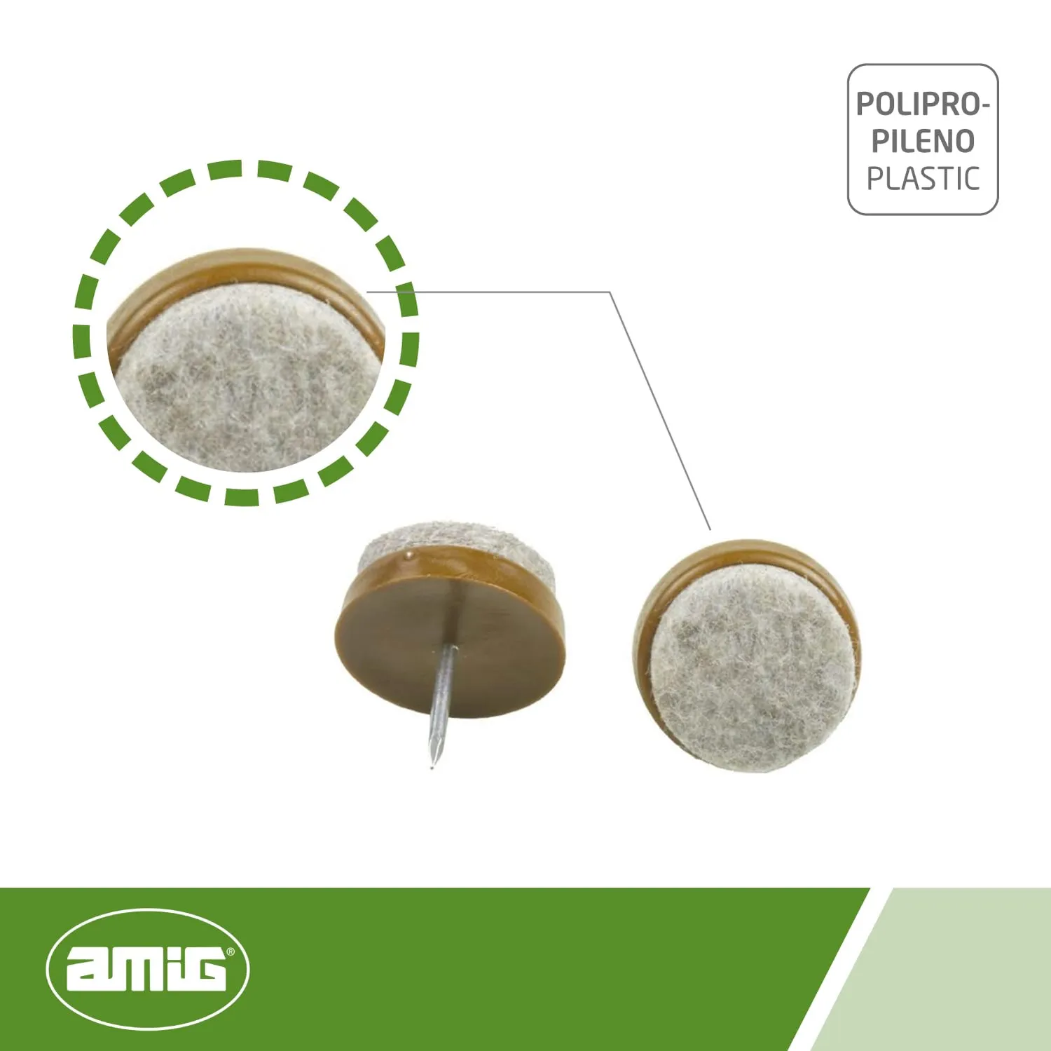 Amig 65 feltro con chiodo 19 mm per legno marrone