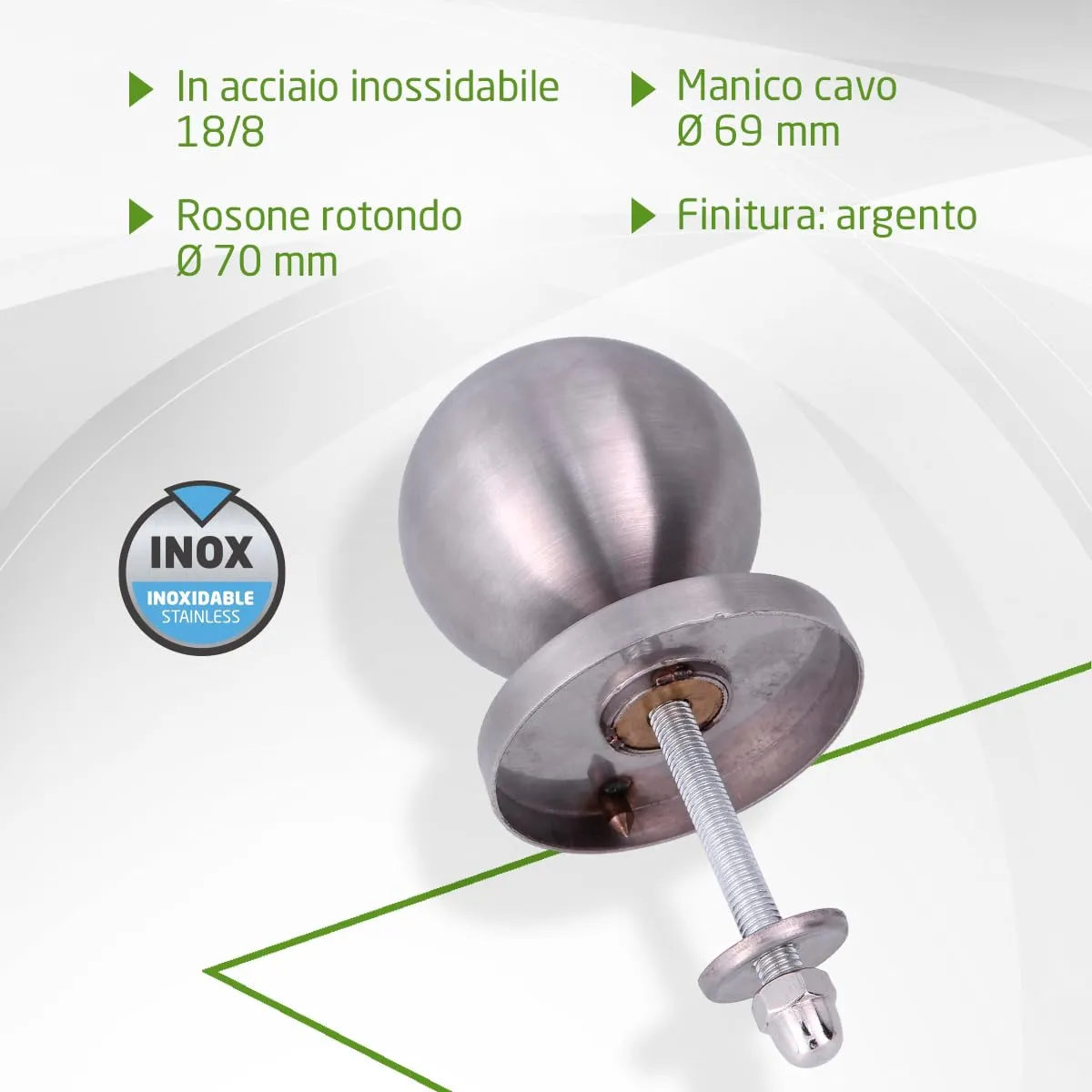 Amig Pomello Porta Acciaio Inox Ø70 mm Nero Opaco