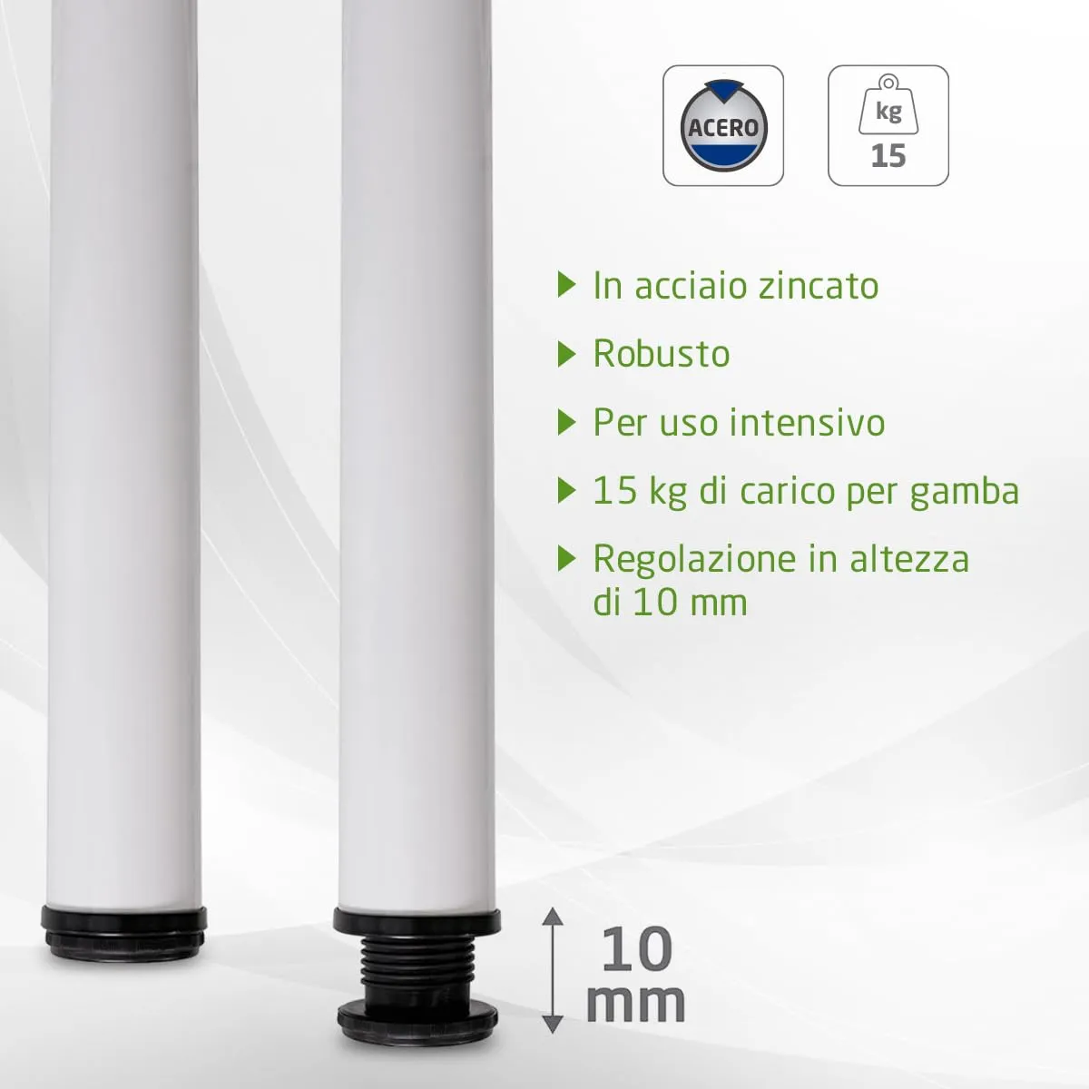 Amig Gamba Tavolo Acciaio Bianca 60x870 mm