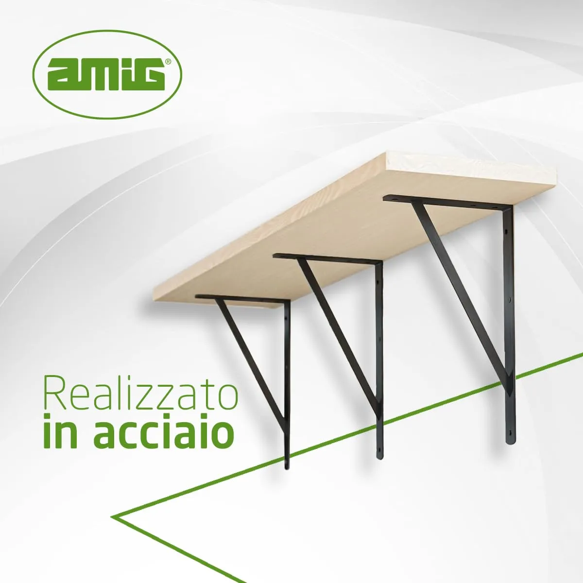 Amig staffa mensola acciaio nera 300x225 mm 260 kg