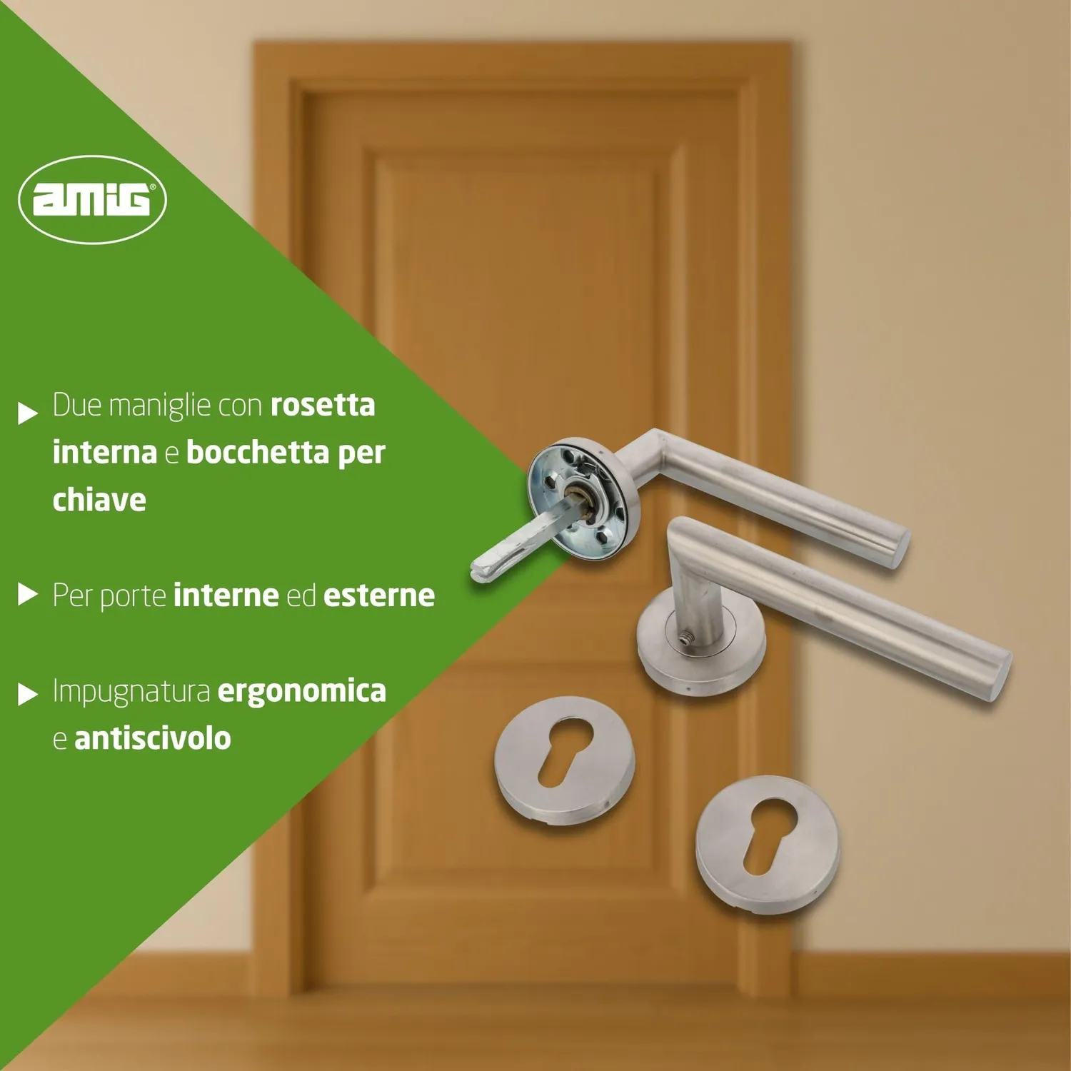 Amig 7RBX Maniglie con Rosetta 135 mm Argento Opaco