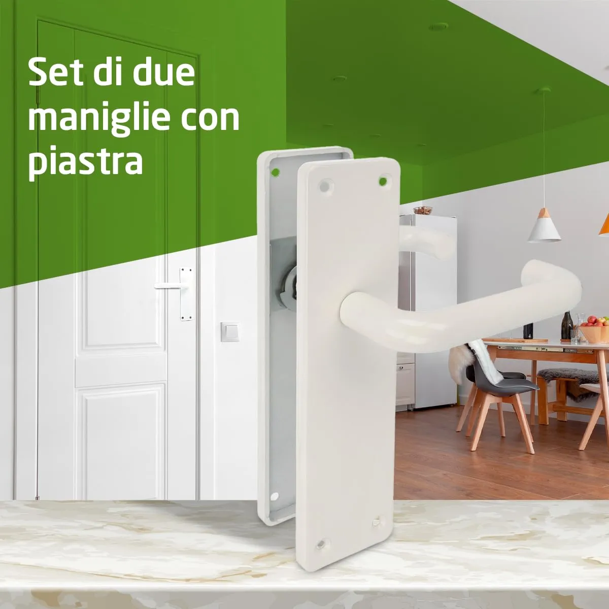 Amig maniglia con placca bianca 222x55 mm alluminio