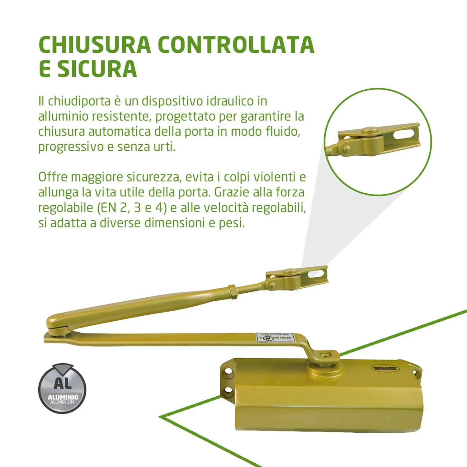 Amig chiudiporta automatico 40 kg oro opaco