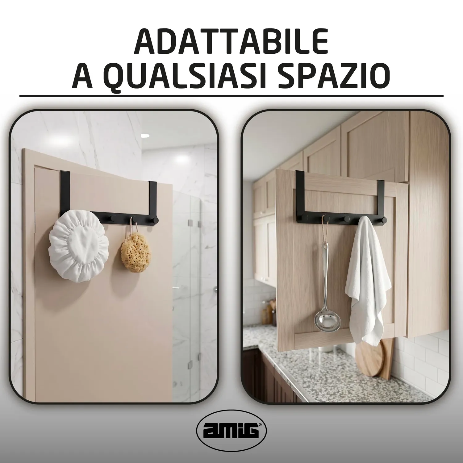 Amig CP41 appendiabiti da porta nero acciaio