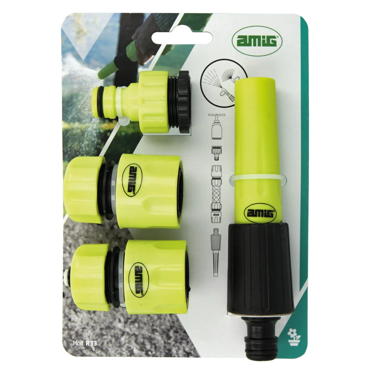 Amig Kit Irrigazione 4 Pezzi con Lancia Regolabile