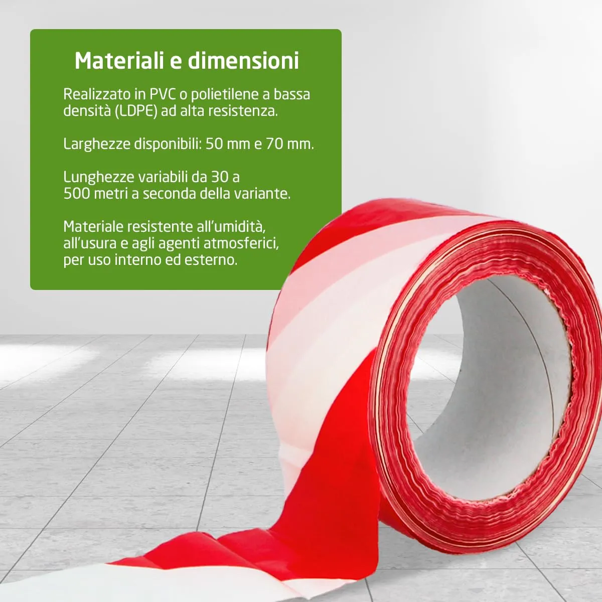Amig Nastro Segnaletico Rosso Bianco 70 mm x 200 m