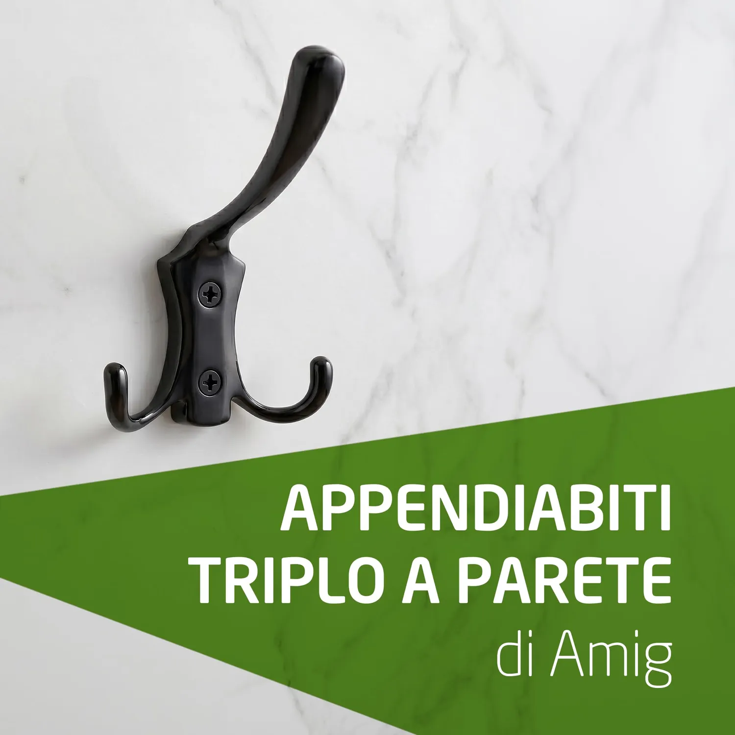 Amig CS33 appendiabiti da parete nero 3 ganci zamak