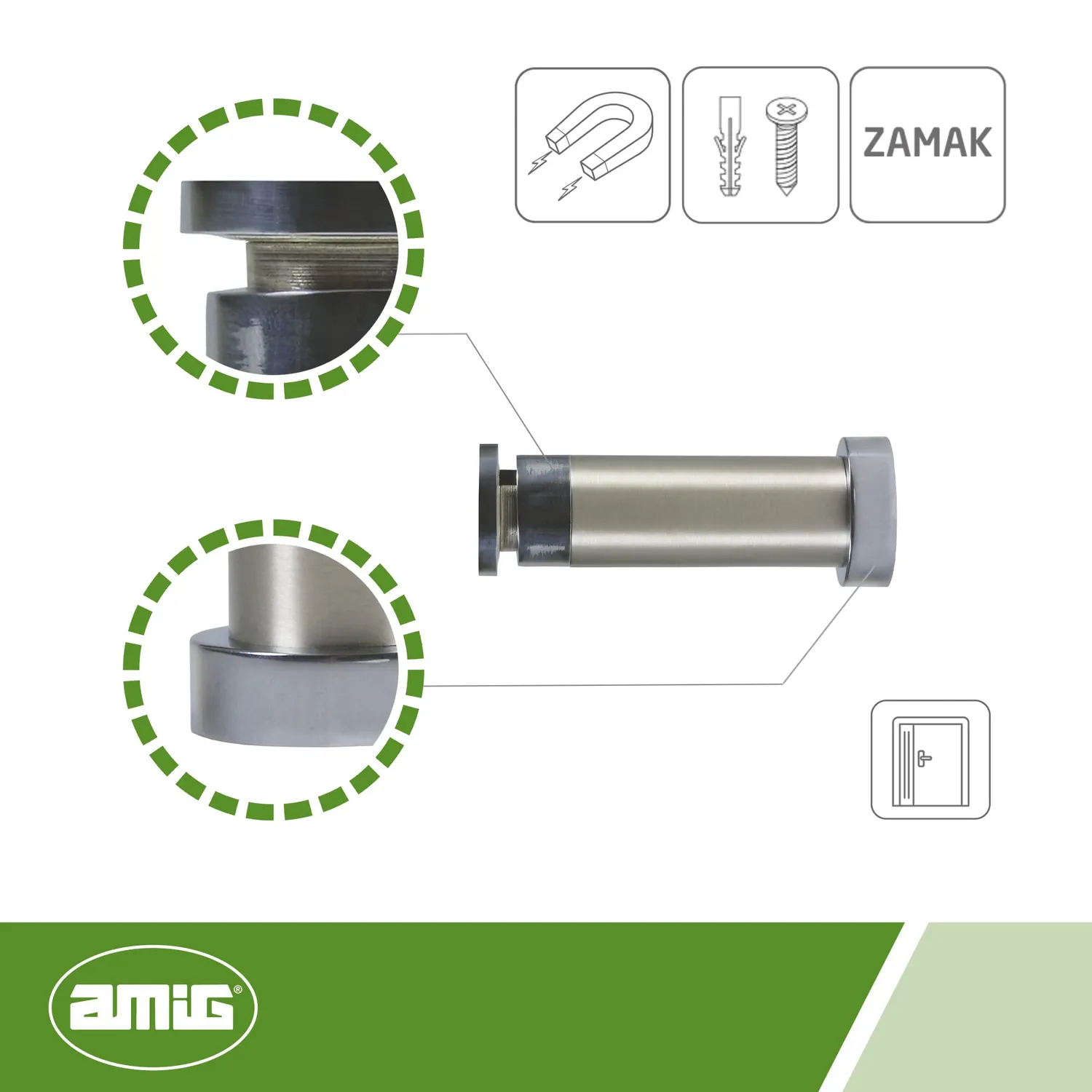 Amig fermaporta magnetico nichel 23x80 mm parete